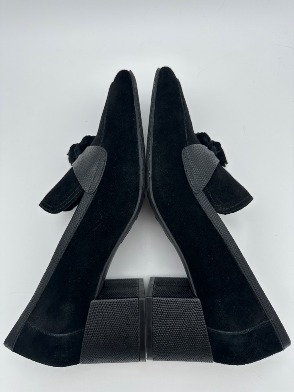 Donald Pliner Kressida Loafer Black Leather Suede Square Toe Shoe 10 Preppy Work - Picture 7 of 16